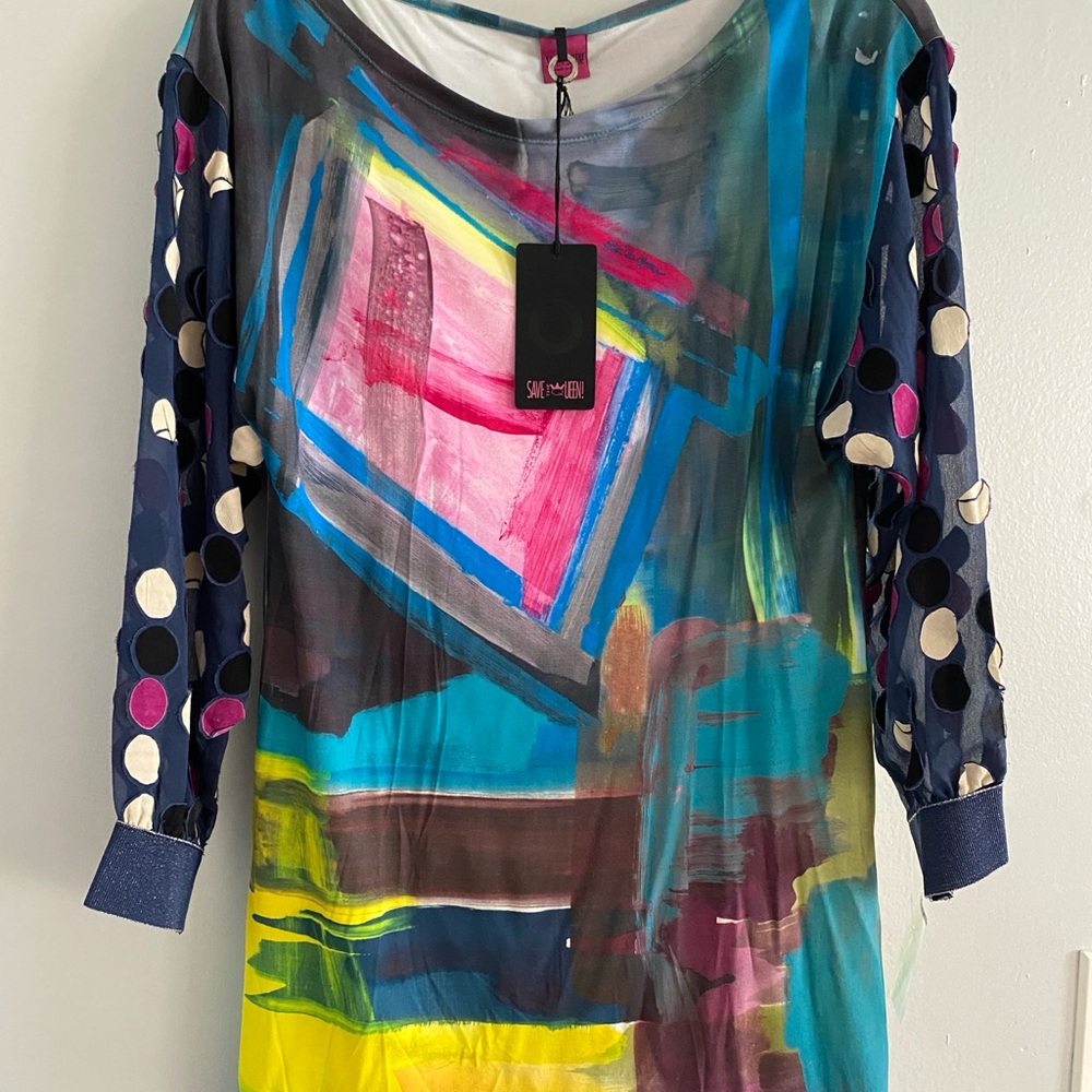 Save The Queen Multicolor Abstract Top Made in Italy
